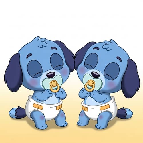 Blue Puppy Characters in Diapers | Animated Cartoons