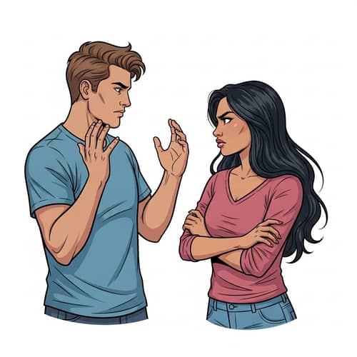 Intense Couples' Quarrel Illustration - Emotional Comic Art