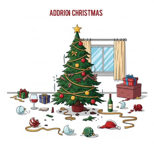 Impact of Addiction on Christmas | Cautionary Illustration