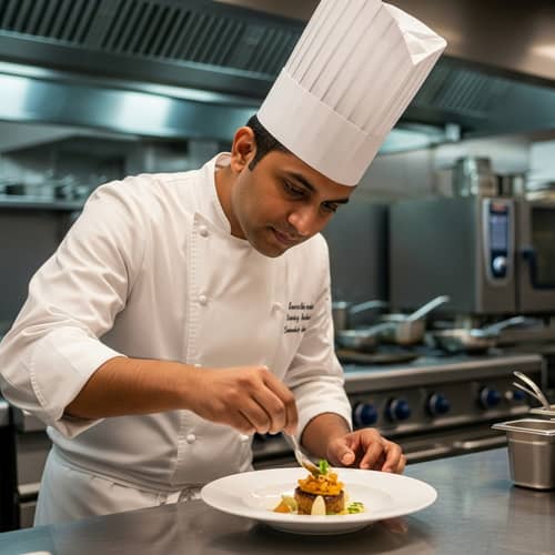 Five-Star South Asian Michelin Chef Plating Gourmet Dish