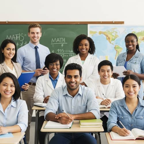 Diverse Teachers in Classroom Setting - Education Professionals