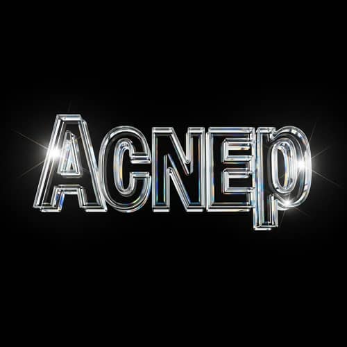 Elegant Crystal 'Acnep' Word Displayed on Black Background