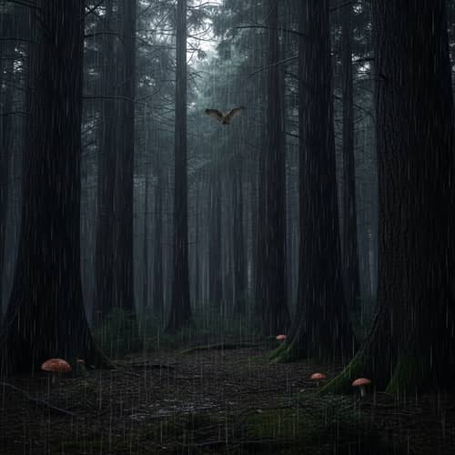 Dark Forest Rain Night Atmosphere | Mystical Woods Scene