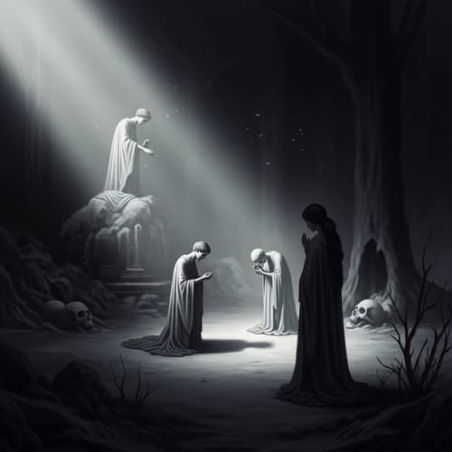 Surreal Gothic Scene: Tangible Sorrows of Death in Art