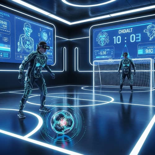 Futuristic Sports Scene: High-Tech Players and Innovative Gear