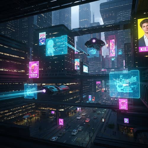 Futuristic Utopian Cityscape: Vibrant Technology & Cyberpunk Inspiration