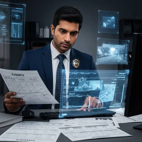 Professional South Asian Investigator Officer Solving Complex Case