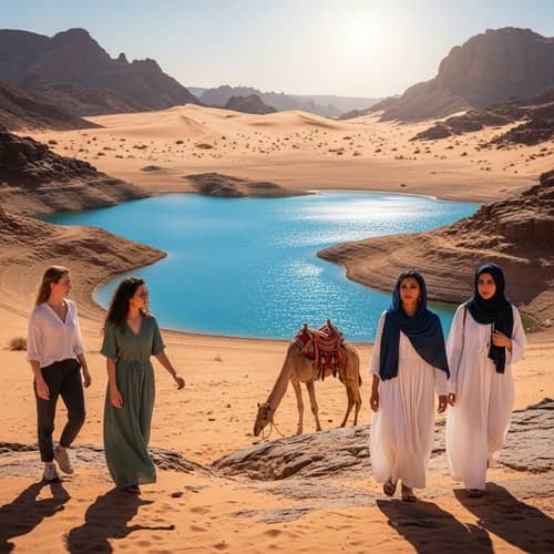 Diverse Women in Desert Landscape | Natural Beauty Exploration