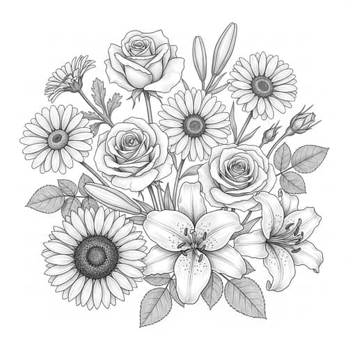 Beautiful Pencil Sketch Flowers | Detailed Botanical Illustration