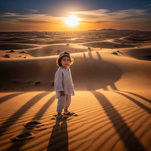 Young Child in Expansive Desert Landscape
