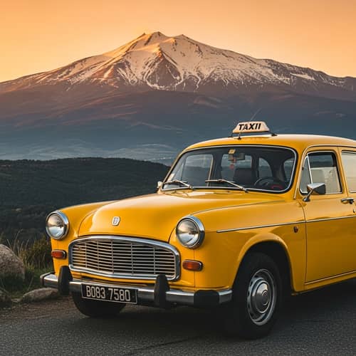 French Taxi with Canigou Mountain View