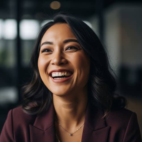 Joyful Asian Female Marketing Manager Portrait