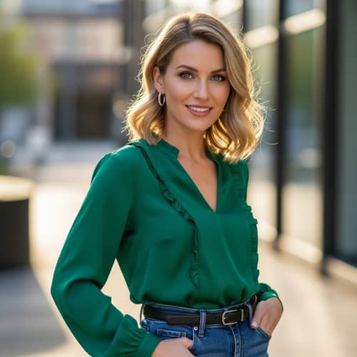 Beautiful Modern Blonde Woman | Trendy Outfit & Radiant Smile