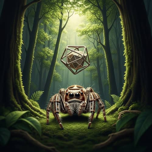 Jumping Spider Mating Dance in a Forest Scene
