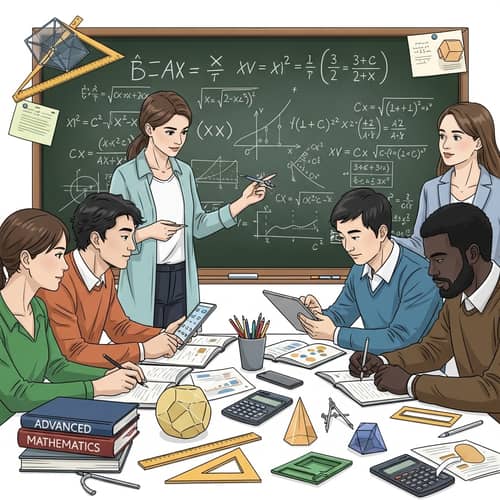 Diverse Group of Professionals Engaged in Mathematical Discussion