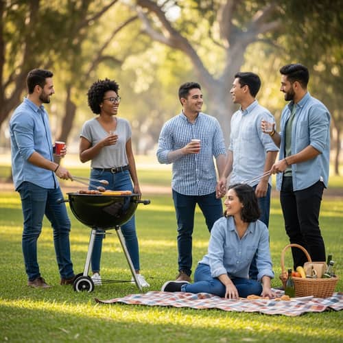 Diverse Group of Friends Enjoying a Day at the Park