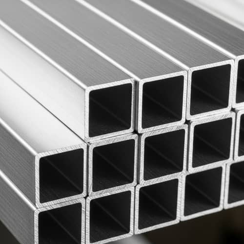 Real Silver Aluminum Square Tubing | Metal Sheen Detail