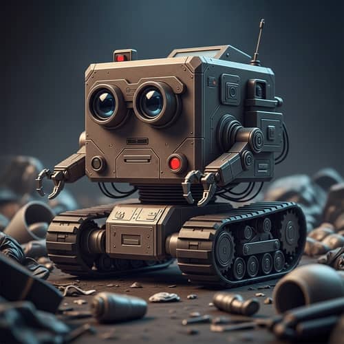 Cubic Robot with Caterpillar Tracks for Waste Management