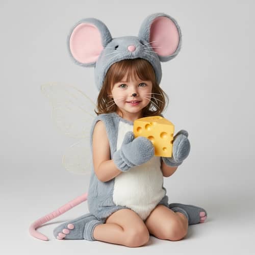 Adorable Mouse Girl with Cheese - Anime Style Delight