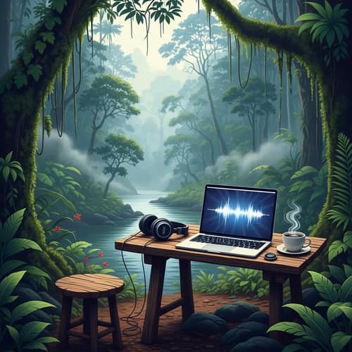Tranquil Rainforest Ambiance with Lofi Beats and Coffee