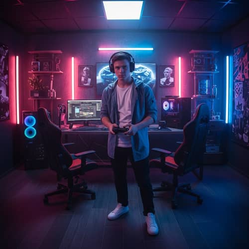 Cyberpunk Male Gamer | PC Gaming Setup