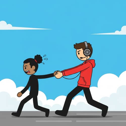 Multiracial Gamer Stick Figure Illustration | Exciting Scene