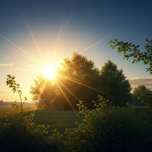 Golden Sun in Azure Sky | Nature's Serene Moment