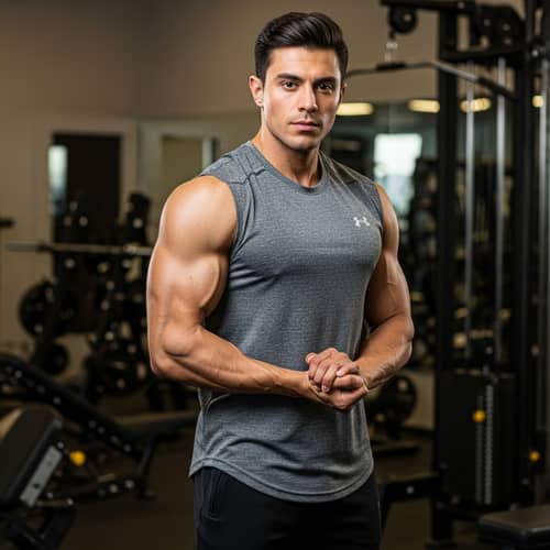 Athletic Man Poses in Gym Showing Muscles | Fitness Model