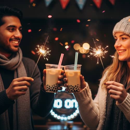 Festive New Year Celebration with Bubble Tea Toast