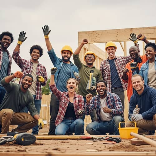 Multicultural Volunteers Celebrate Completed Project
