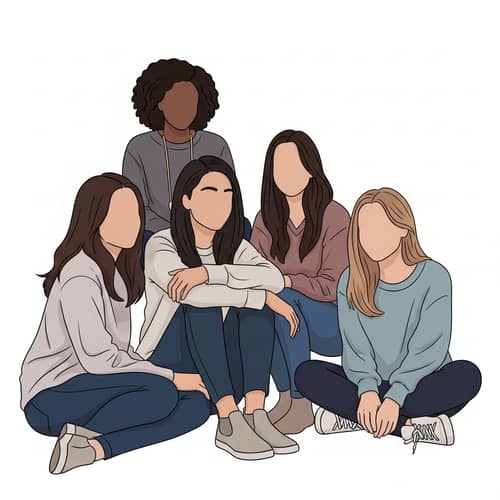 Diverse Teenage Girls Illustration in Modern Casual Outfits