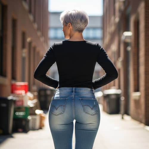 Stylish Woman in Form-Fitting Denim Jeans - Fashion Outfit