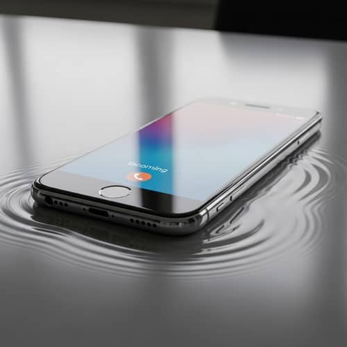 Vibrating Modern Cell Phone Displaying Incoming Call Notification