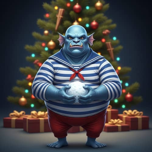 Fantasy Water Sprite with Snowball - Christmas Theme