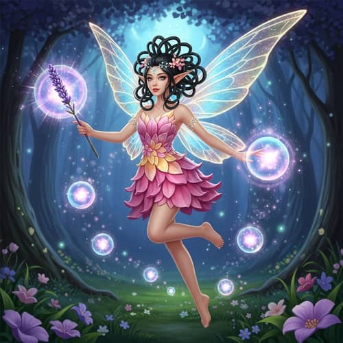 Powerful Fairy with Shimmering Wings - Magical Asian Enchantress