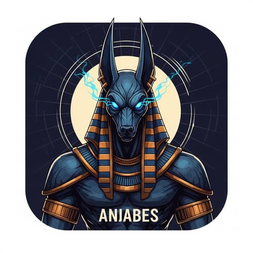 Colossal Anubis Icon with Blue Eyes & Aura - Profile Portrait