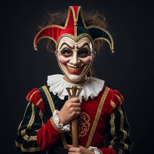 Medieval Jester - Intriguing Portrait of a Young Middle-Eastern Girl