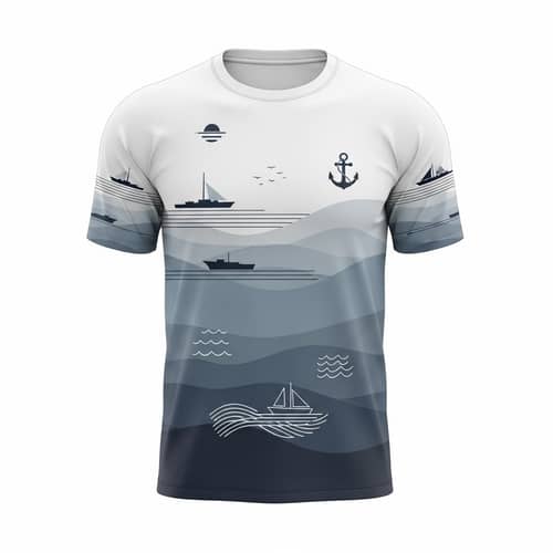 Minimalist Naval Cadets Sports T-Shirt Design | Blue & Gray Theme