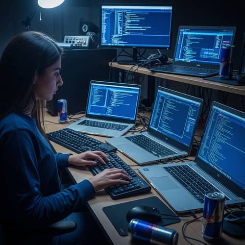 Middle-Eastern Female Coder | Multitasking Tech Pro