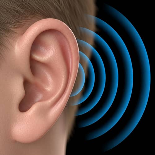 Hyper-Realistic Human Ear with Blue Sound Waves | Hear and Feel