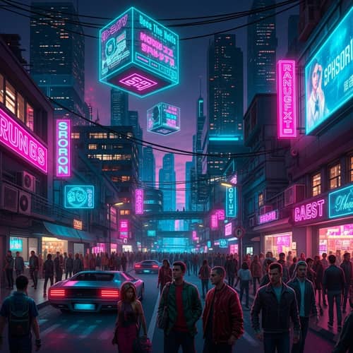 Neon Cyberpunk Cityscape - Futuristic Urban Spectacle