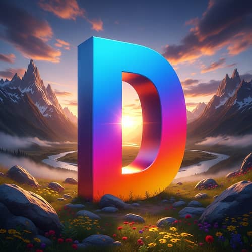 Big D Randy - Bold and Vibrant Letter D in Dynamic Landscape