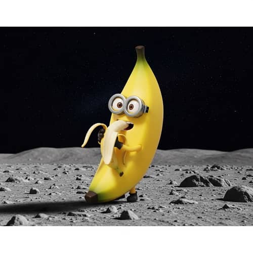 Banana Costume Creature Eating Banana on Moon | Amusing Scene