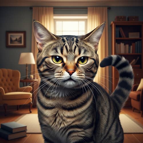 Angry Domestic Cat Art | Vibrant Fur & Glaring Eyes