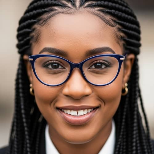 Portrait of a Black Woman with Almond-shaped Eyes and Braided Hair