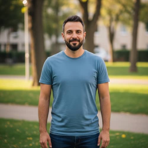 Casual Man with Beard and Short Hair