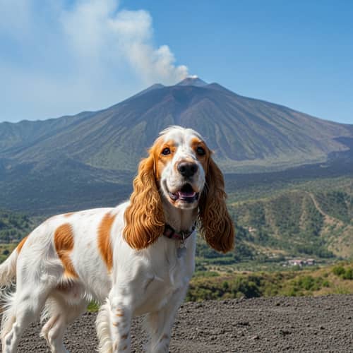 White and Orange Cocker Spaniel at Mount Etna | Sicily