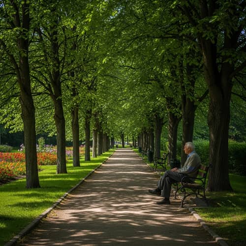 Elderly Man Relaxing in Park | Peaceful Outdoor Scene