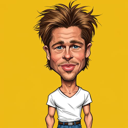 Funny Brad Pitt Caricature Artwork