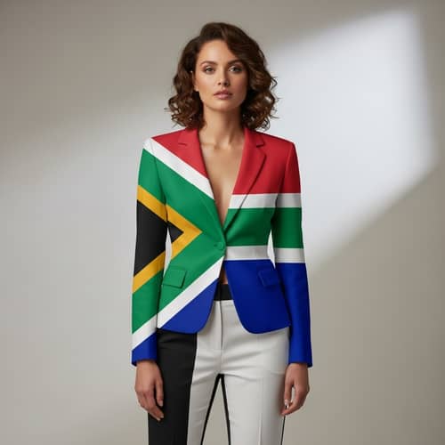 Woman in Outfit with South African Flag Design | Bold Fashion Statement